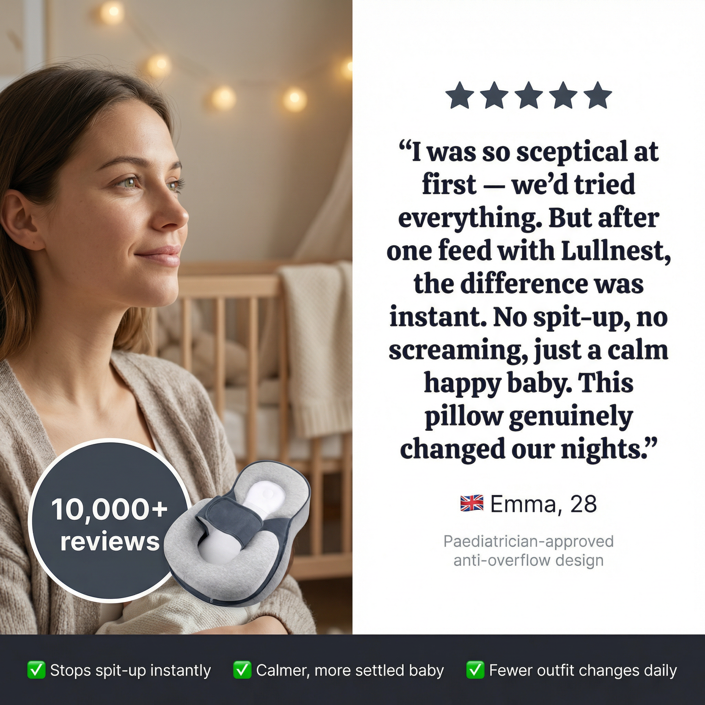 Lullnest Baby Anti-Overflow Nursing Pillow — Stops Spit-Up