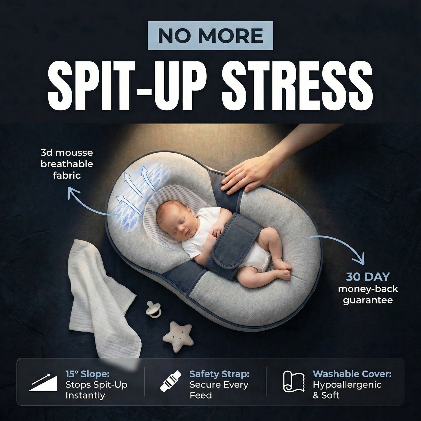 Lullnest Baby Anti-Overflow Nursing Pillow — Stops Spit-Up