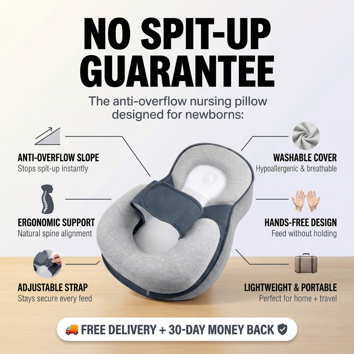 Lullnest Baby Anti-Overflow Nursing Pillow — Stops Spit-Up